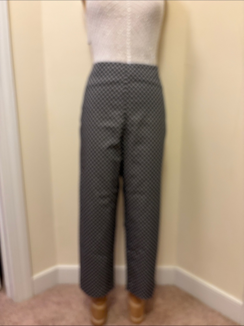 Talbots Black & White Wide-Leg Geometric Print Pants